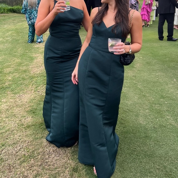 Amsale Bridesmaid Dress Emerson GB102A in Hunter Green - Picture 3 of 5